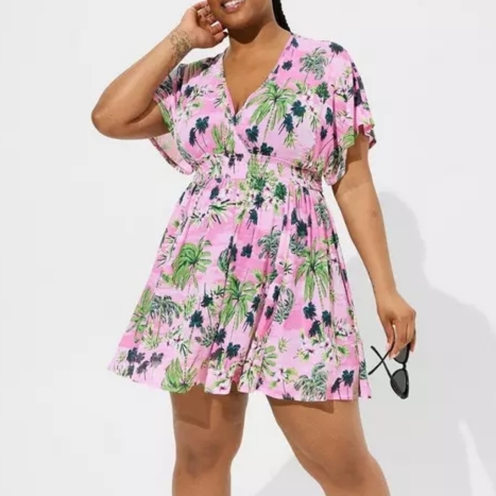 Torrid Pink Floral Swim Coverup